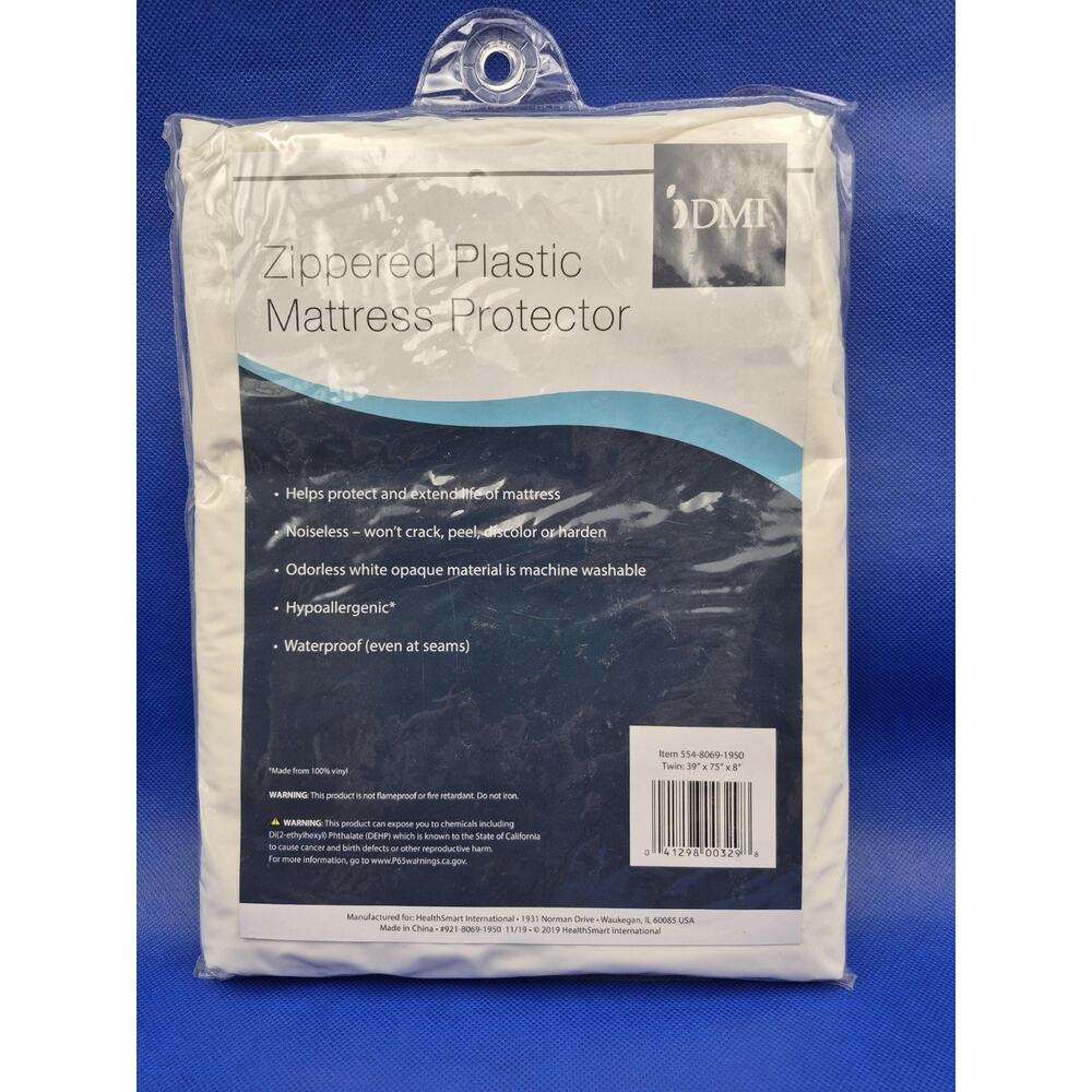 Zippered Plastic Twin Mattress Protector Hypoallergenic Waterproof DMI
